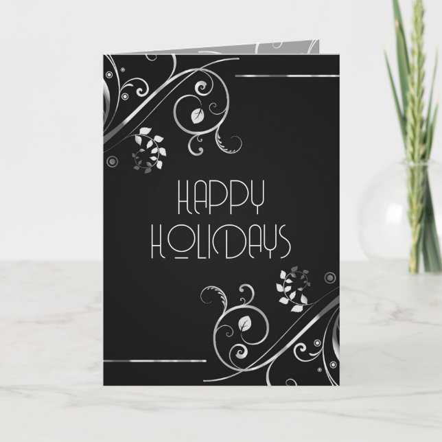 Metallic Blommig Kant God Jul Kort (Framsida)