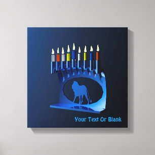 Metallic Blue Chanukkah Menorah Canvastryck