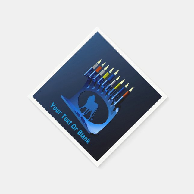 Metallic Blue Chanukkah Menorah Pappersservett (Hörn)