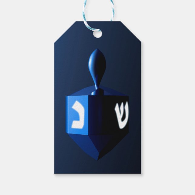 Metallic Blue Dreidel Presentetikett (Framsidan)