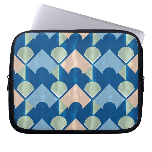 Metallic blue geometric diamond shapes  laptop fodral (Framsidan)