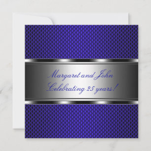 Metallic Blue Silver 25-årsjubileum Party Event Inbjudningar