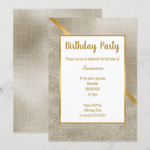 METALLIC BRONZE GULD EMBOSS LOOK BIRTHDAY INBJUDNINGAR