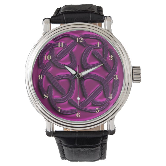 Metallic Burgundy Celtic Knot Wrist Watch Armbandsur (Framsida)