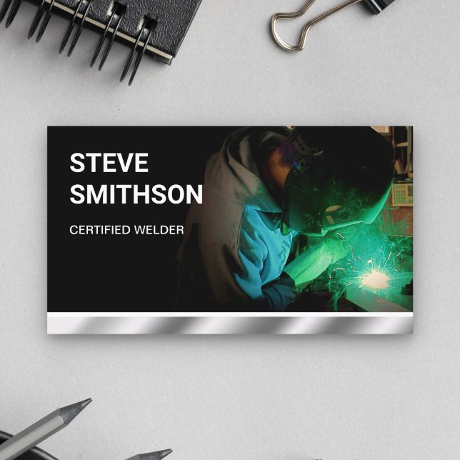 Metallic Chrome Metall Works Welding Service Welde Visitkort (Skapare uppladdad)