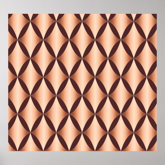 Metallic Copper Diamond, Vintage Mönster. Poster (Framsidan)