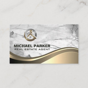 Metallic Egendom Logotyp Marble Metall Wave Visitkort