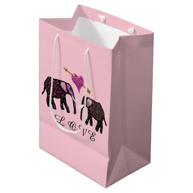 Metallic Elephant Hearts Gift Bags (Framsidan Vinklad)
