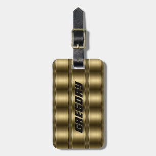 Metallic Faux Guld Tones Rand Mönster Bagagebricka