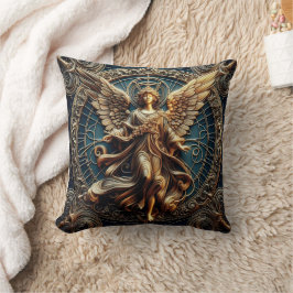 Metallic Faux Relief Angel Art Dekorativ kudde