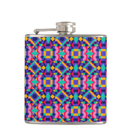 Metallic flask with vibrant geometric pattern  fickplunta