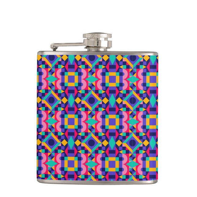Metallic flask with vibrant geometric pattern  fickplunta (Framsidan)