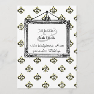 Metallic Fleur de lis (Guld) Bröllop Inbjudningar
