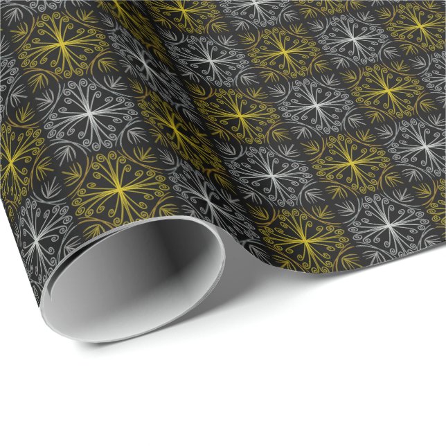 Metallic flower tile abstract presentpapper (Rullad Hörn)
