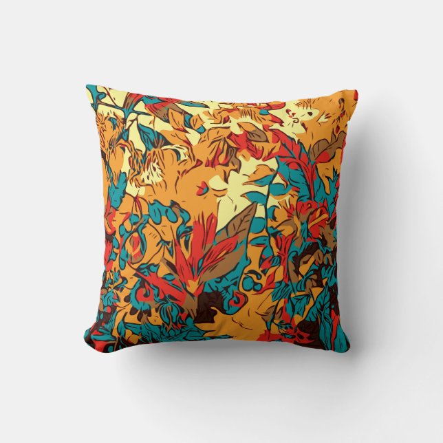Metallic Forest Retro Electric Red Kudde (Framsida)