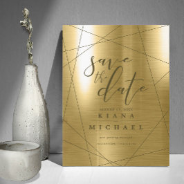 Metallic Geometric Bröllop Guld ID648 Spara Datumet