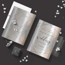 Metallic Geometric Bröllop Silver/Black ID648