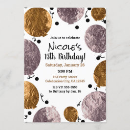 Metallic Glam Rosa Rosa Guld Ballonger Födelsedag Inbjudningar