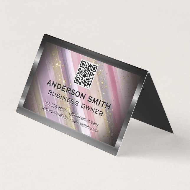 Metallic Glitter Brushed | QR-kod Visitkort (Framsida)