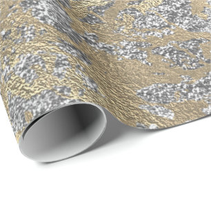 Metallic glitter Molten Ro Guld Marble Silver Presentpapper