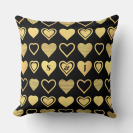 Metallic Gold Accent Hearts Valentine Gift Kudde