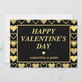 Metallic Gold Accent Hearts Valentine’s Gift Julkort