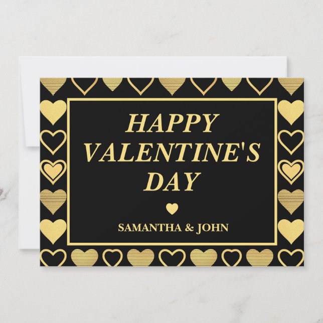 Metallic Gold Accent Hearts Valentine’s Gift Julkort (Framsida)