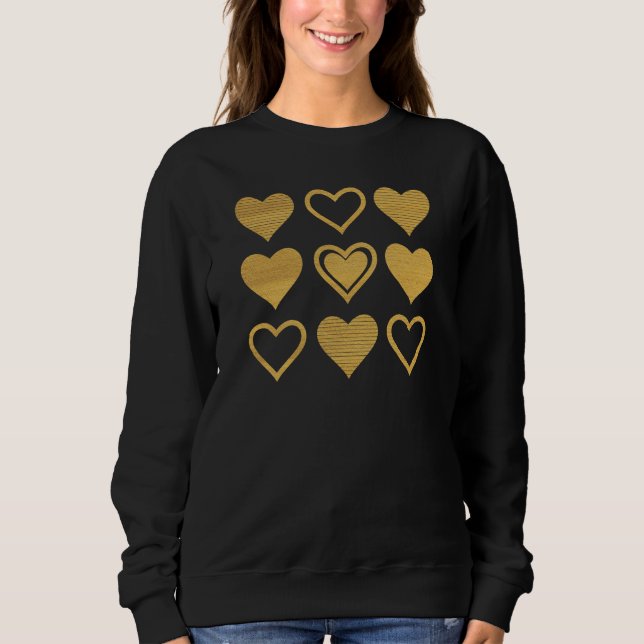 Metallic Gold Accent Hearts Valentine’s Gift T Shirt (Framsida)