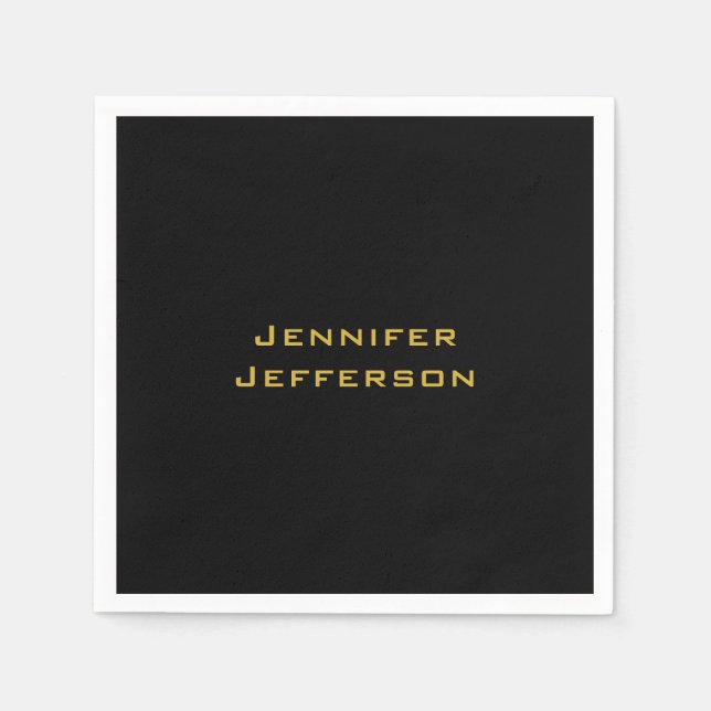 Metallic Gold & Black Professional Modern Elegant Pappersservett (Framsidan)