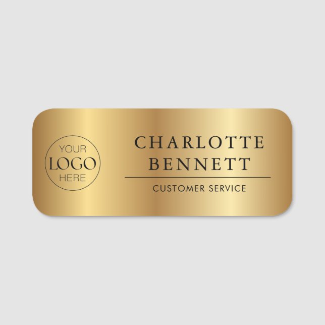 Metallic Gold Custom Logo Office Employee Staff Namnbricka (Framsida)