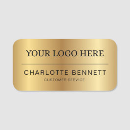 Metallic Gold Custom Logo Office Employee Staff Namnbricka