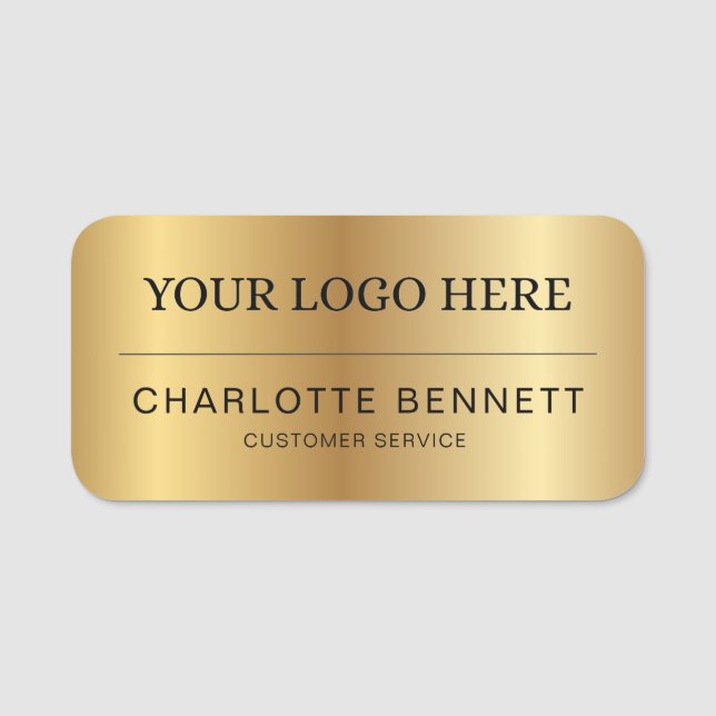 Metallic Gold Custom Logo Office Employee Staff Namnbricka (Framsida)