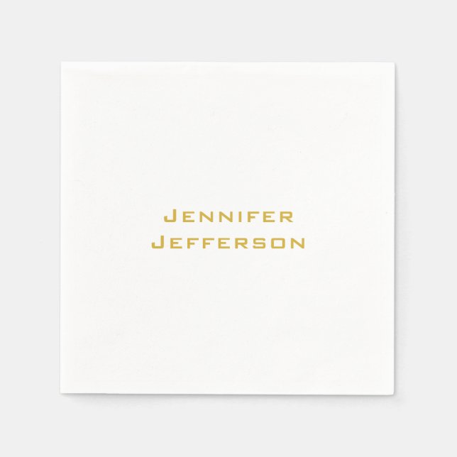 Metallic Gold & White Professional Modern Elegant Pappersservett (Framsidan)