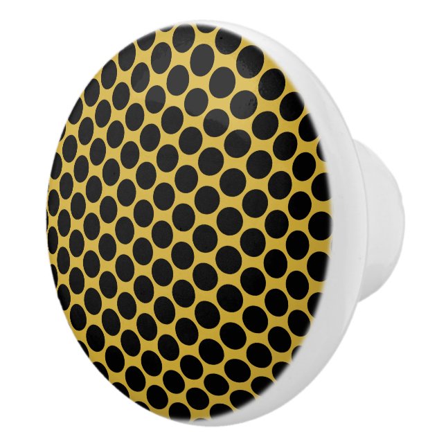 Metallic Gold with Modern Black Dot Style Hexagon Knopp (Höger)