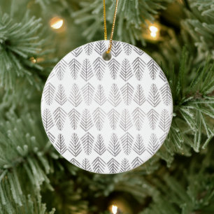 Metallic gräs träd mönster-silver julgransprydnad keramik
