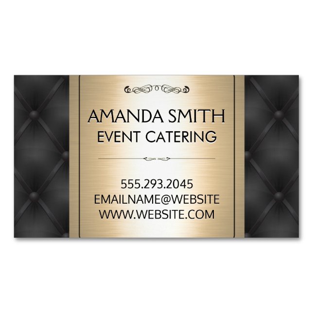 Metallic Guld | Bakgrund för lädermöbler Magnetiska Visitkort (Framsida)