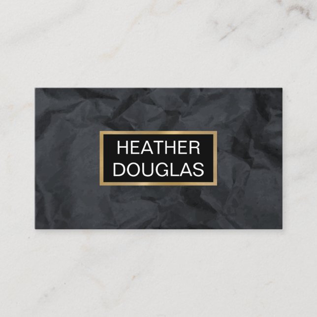 Metallic Guld Banner | Crumple Black Papper Visitkort (Framsida)
