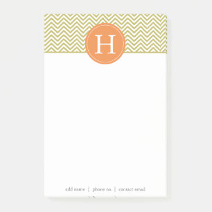 Metallic Guld Chevron Monogram2 Post-it Block