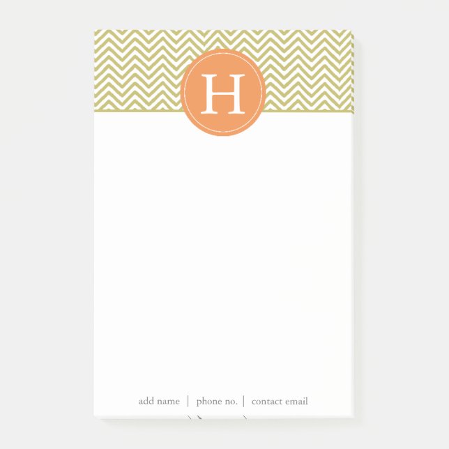 Metallic Guld Chevron Monogram2 Post-it Block (Framsida)
