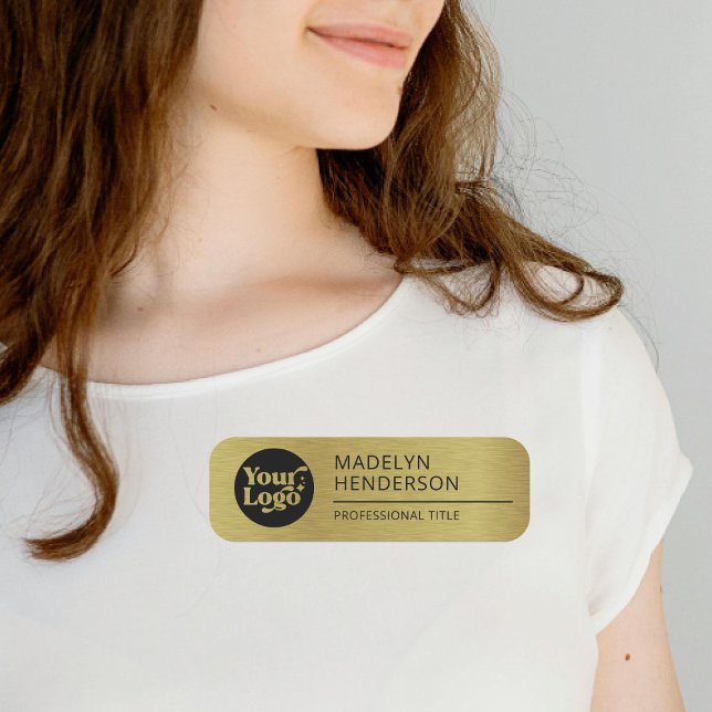 Metallic Guld Company Logotyp Employee Magnetic Namnbricka (Skapare uppladdad)