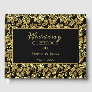 Metallic Guld Damask Pattern Gästböcker