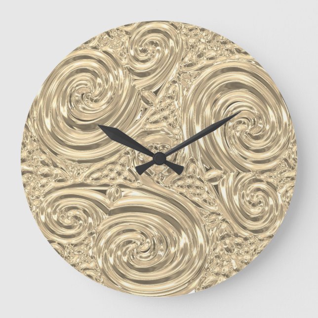 Metallic guld elegant victorian nouveau stor klocka (Framsida)