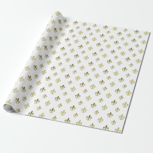 Metallic Guld Fleur de Lis Fransk Wrapping Papprar Presentpapper