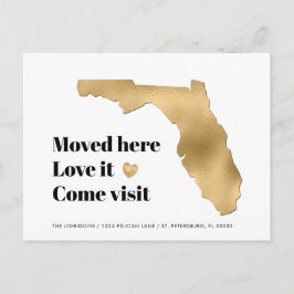 Metallic Guld Florida Karta Ny adress Meddelande Vykort