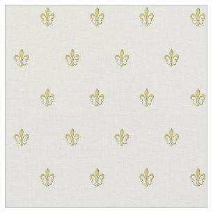 Metallic Guld Fransk Fleur de Lis Combed Cotton Tyg
