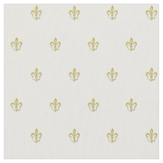 Metallic Guld Fransk Fleur de Lis Combed Cotton Tyg (Närbild)