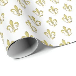 Metallic Guld Fransk Fleur de Lis Wrapping Papprar Presentpapper