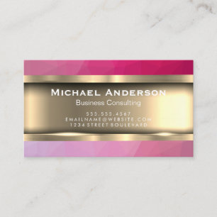 Metallic Guld Geometrisk Magenta Visitkort