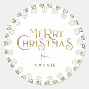 Metallic Guld God jul Snowflake Gräns Runt Klistermärke