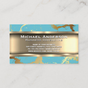 Metallic Guld Guld Teal Marble Visitkort